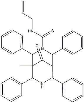 N-Allyl-5-methyl-9-oxo-2,4,6,8-tetraphenyl-3,7-diazabicyclo[3.3.1]nonane-3-carbothioamide Structure