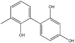 3-メチル-1,1'-ビフェニル-2,2',4-トリオール 化学構造式