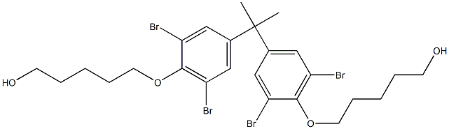 5,5'-[イソプロピリデンビス(2,6-ジブロモ-4,1-フェニレンオキシ)]ビス(1-ペンタノール) 化学構造式