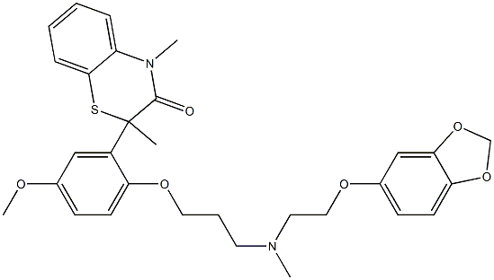 2-[2-[3-[N-[2-(1,3-Benzodioxol-5-yloxy)ethyl]methylamino]propyloxy]-5-methoxyphenyl]-2-methyl-4-methyl-4H-1,4-benzothiazin-3(2H)-one Struktur