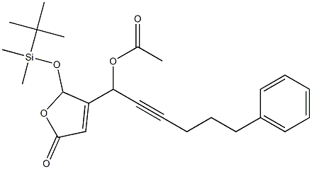 Acetic acid 1-[[2,5-dihydro-5-oxo-2-(tert-butyldimethylsiloxy)furan]-3-yl]-6-phenyl-2-hexynyl ester,,结构式