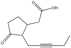 [3-オキソ-2-(2-ペンチニル)シクロペンチル]酢酸 化学構造式