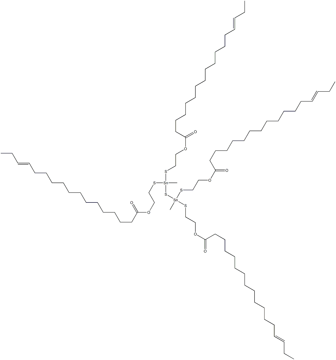 Bis[methylbis[[2-(13-hexadecenylcarbonyloxy)ethyl]thio]stannyl] sulfide Structure