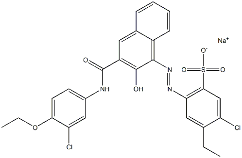 3-Chloro-4-ethyl-6-[[3-[[(3-chloro-4-ethoxyphenyl)amino]carbonyl]-2-hydroxy-1-naphtyl]azo]benzenesulfonic acid sodium salt 结构式