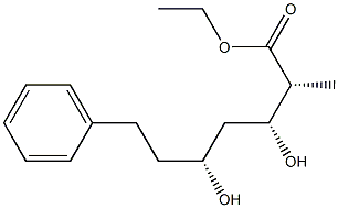 (2R,3R,5R)-2-メチル-3,5-ジヒドロキシ-7-フェニルヘプタン酸エチル 化学構造式