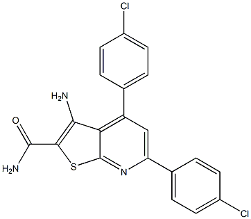 3-Amino-4,6-bis(4-chlorophenyl)thieno[2,3-b]pyridine-2-carboxamide,,结构式