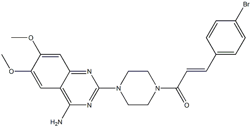 4-(4-アミノ-6,7-ジメトキシキナゾリン-2-イル)-1-[3-(4-ブロモフェニル)アクリロイル]ピペラジン 化学構造式