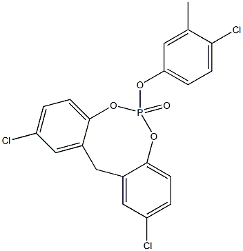 2,10-Dichloro-6-(4-chloro-3-methylphenoxy)-12H-dibenzo[d,g][1,3,2]dioxaphosphocin 6-oxide Structure