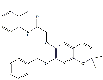 2,2-Dimethyl-7-(benzyloxy)-6-[[(2-methyl-6-ethylphenylamino)carbonyl]methoxy]-2H-1-benzopyran,,结构式