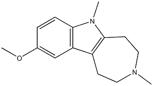 1,2,3,4,5,6-ヘキサヒドロ-9-メトキシ-3,6-ジメチルアゼピノ[4,5-b]インドール 化学構造式
