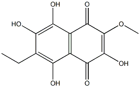 6-Ethyl-3,5,7,8-tetrahydroxy-2-methoxy-1,4-naphthoquinone,,结构式