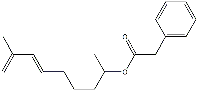Phenylacetic acid 1,7-dimethyl-5,7-octadienyl ester Structure