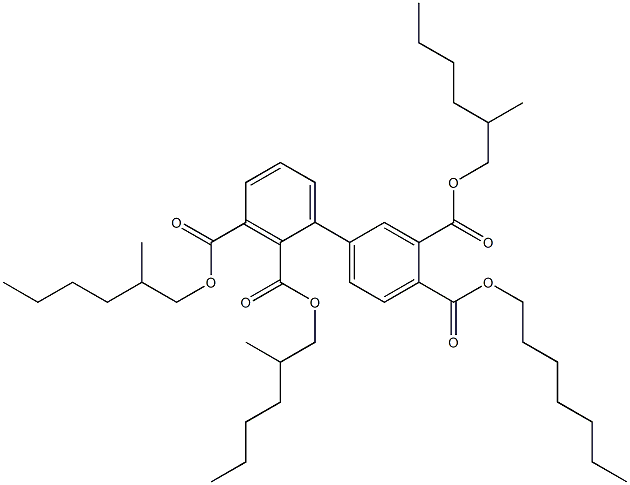 1,1'-Biphenyl-2,3,3',4'-tetracarboxylic acid 4'-heptyl 2,3,3'-tri(2-methylhexyl) ester 结构式