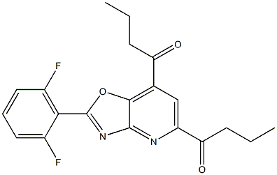 2-(2,6-ジフルオロフェニル)-5,7-ジブタノイルオキサゾロ[4,5-b]ピリジン 化学構造式