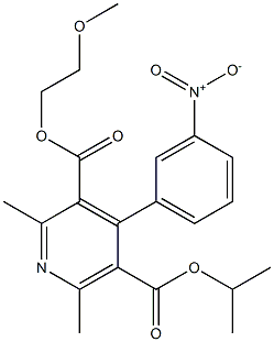 2,6-Dimethyl-4-(3-nitrophenyl)pyridine-3,5-dicarboxylic acid 3-(2-methoxyethyl)5-isopropyl ester,,结构式