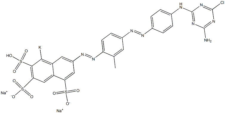 7-[4-[4-(4-Amino-6-chloro-1,3,5-triazin-2-ylamino)phenylazo]-2-methylphenylazo]-1-potassiosulfo-3,5-naphthalenedisulfonic acid disodium salt 结构式
