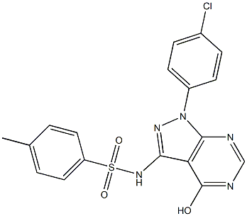 1-(4-Chlorophenyl)-3-(4-methylphenylsulfonylamino)-1H-pyrazolo[3,4-d]pyrimidin-4-ol,,结构式
