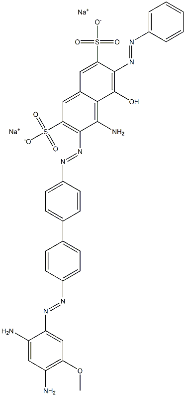 4-Amino-3-[[4'-[(2,4-diamino-5-methoxyphenyl)azo]-1,1'-biphenyl-4-yl]azo]-5-hydroxy-6-(phenylazo)naphthalene-2,7-disulfonic acid disodium salt 结构式