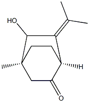 (1S,4S)-5-ヒドロキシ-4-メチル-6-(1-メチルエチリデン)ビシクロ[2.2.2]オクタン-2-オン 化学構造式