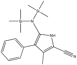 5-[Bis(trimethylsilyl)amino]-4-phenyl-3-methyl-1H-pyrrole-2-carbonitrile Struktur