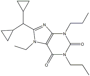 8-Dicyclopropylmethyl-1,3-dipropyl-7-ethylxanthine Struktur