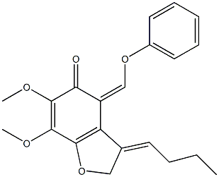 3-[(Z)-ブチリデン]-4-フェノキシメチレン-6,7-ジメトキシ-2,3-ジヒドロベンゾフラン-5(4H)-オン 化学構造式