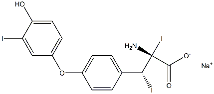(2R,3R)-2-Amino-3-[4-(4-hydroxy-3-iodophenoxy)phenyl]-2,3-diiodopropanoic acid sodium salt 结构式