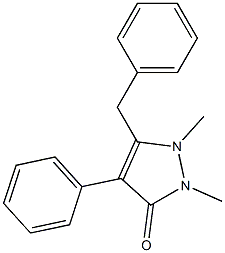 5-Benzyl-1,2-dimethyl-4-phenyl-1H-pyrazol-3(2H)-one Struktur