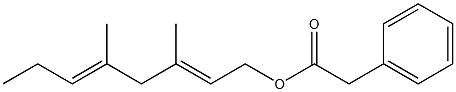 フェニル酢酸3,5-ジメチル-2,5-オクタジエニル 化学構造式