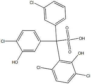 (3-Chlorophenyl)(4-chloro-3-hydroxyphenyl)(2,5-dichloro-6-hydroxyphenyl)methanesulfonic acid Struktur