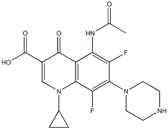 1,4-Dihydro-1-cyclopropyl-6,8-difluoro-5-(acetylamino)-7-(piperazin-1-yl)-4-oxoquinoline-3-carboxylic acid|