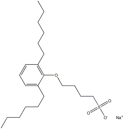 4-(2,6-ジヘキシルフェノキシ)ブタン-1-スルホン酸ナトリウム 化学構造式