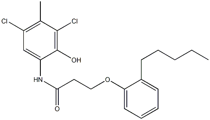 2-[3-(2-Pentylphenoxy)propanoylamino]-4,6-dichloro-5-methylphenol,,结构式