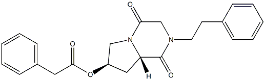 (6S,8R)-4-Phenethyl-8-(phenylacetyloxy)-1,4-diazabicyclo[4.3.0]nonane-2,5-dione,,结构式