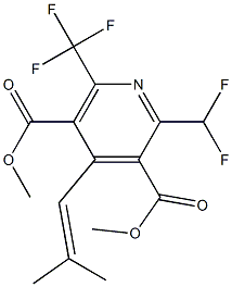 2-(ジフルオロメチル)-6-(トリフルオロメチル)-4-(2-メチル-2-メチルエテニル)ピリジン-3,5-ジカルボン酸ジメチル 化学構造式