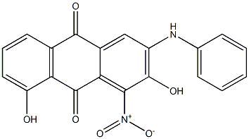 2-Anilino-3,5-dihydroxy-4-nitroanthraquinone Struktur