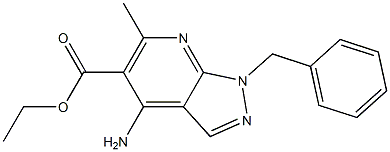 1-Benzyl-4-amino-6-methyl-1H-pyrazolo[3,4-b]pyridine-5-carboxylic acid ethyl ester Struktur