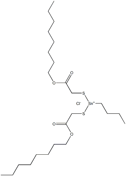 Butylbis(octyloxycarbonylmethylthio)tin(IV) chloride,,结构式