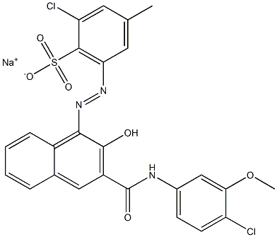 2-Chloro-4-methyl-6-[[3-[[(4-chloro-3-methoxyphenyl)amino]carbonyl]-2-hydroxy-1-naphtyl]azo]benzenesulfonic acid sodium salt Structure