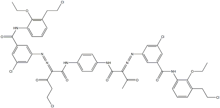 3,3'-[2-(Chloromethyl)-1,4-phenylenebis[iminocarbonyl(acetylmethylene)azo]]bis[N-[3-(2-chloroethyl)-2-ethoxyphenyl]-5-chlorobenzamide] Structure