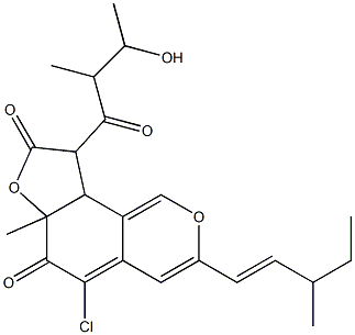 5-Chloro-9,9a-dihydro-9-(3-hydroxy-2-methyl-1-oxobutyl)-6a-methyl-3-(3-methyl-1-pentenyl)-6H-furo[2,3-h]-2-benzopyran-6,8(6aH)-dione Structure