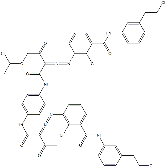 3,3'-[2-[(1-Chloroethyl)oxy]-1,4-phenylenebis[iminocarbonyl(acetylmethylene)azo]]bis[N-[3-(2-chloroethyl)phenyl]-2-chlorobenzamide] 结构式