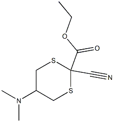 2-シアノ-5-(ジメチルアミノ)-1,3-ジチアン-2-カルボン酸エチル 化学構造式