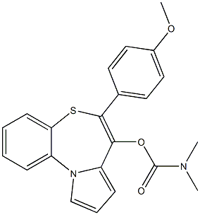 N,N-Dimethylcarbamic acid [6-(4-methoxyphenyl)pyrrolo[2,1-d][1,5]benzothiazepin-7-yl] ester Struktur