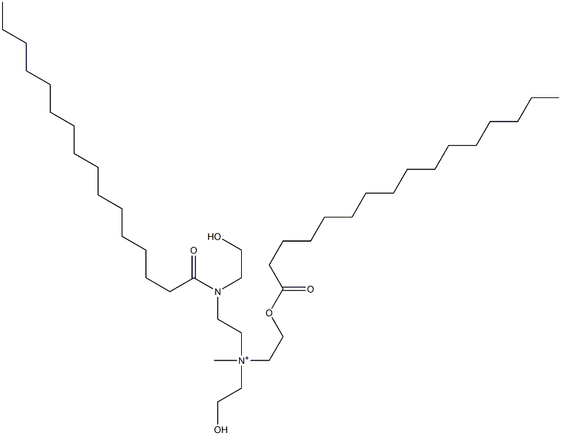 N-(2-ヒドロキシエチル)-N-[2-[(2-ヒドロキシエチル)(1-オキソヘキサデシル)アミノ]エチル]-N-メチル-2-[(1-オキソヘキサデシル)オキシ]エタンアミニウム 化学構造式