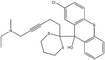 2-クロロ-9-[2-[5-(N-エチル-N-メチルアミノ)-3-ペンチニル]-1,3-ジチアン-2-イル]-9H-チオキサンテン-9-オール 化学構造式