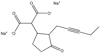 3-オキソ-2-(2-ペンチニル)シクロペンチルマロン酸二ナトリウム 化学構造式