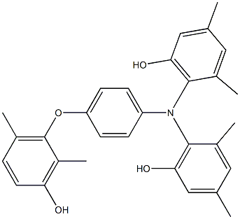 N,N-Bis(6-hydroxy-2,4-dimethylphenyl)-4-(3-hydroxy-2,6-dimethylphenoxy)benzenamine,,结构式