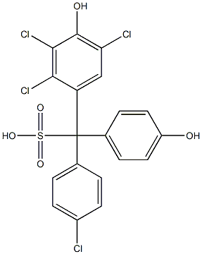(4-クロロフェニル)(2,3,5-トリクロロ-4-ヒドロキシフェニル)(4-ヒドロキシフェニル)メタンスルホン酸 化学構造式