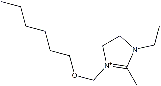 1-エチル-2-メチル-3-[(ヘキシルオキシ)メチル]-4,5-ジヒドロ-1H-イミダゾール-3-イウム 化学構造式